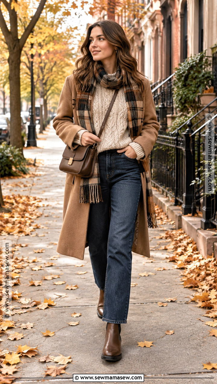 Chunky Sweater And Straight Leg Jeans Cold Autumn Outfit - 25 cold autumn outfits