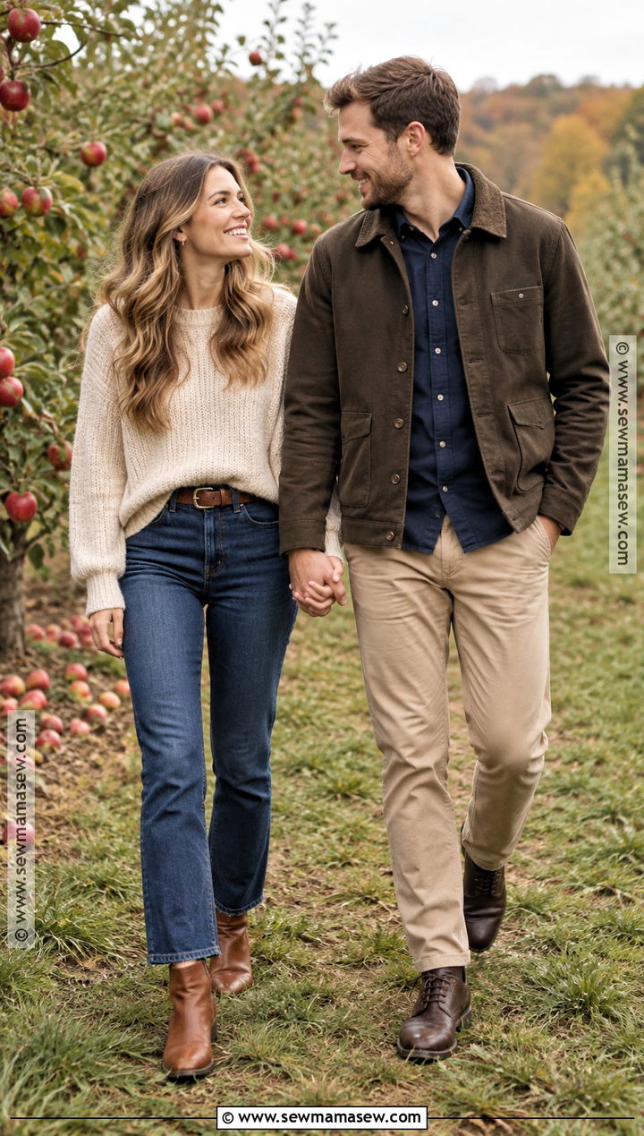 Chunky Sweater And Straight Leg Jeans Engagement Outfit - 15 engagement photoshoot fall outfits