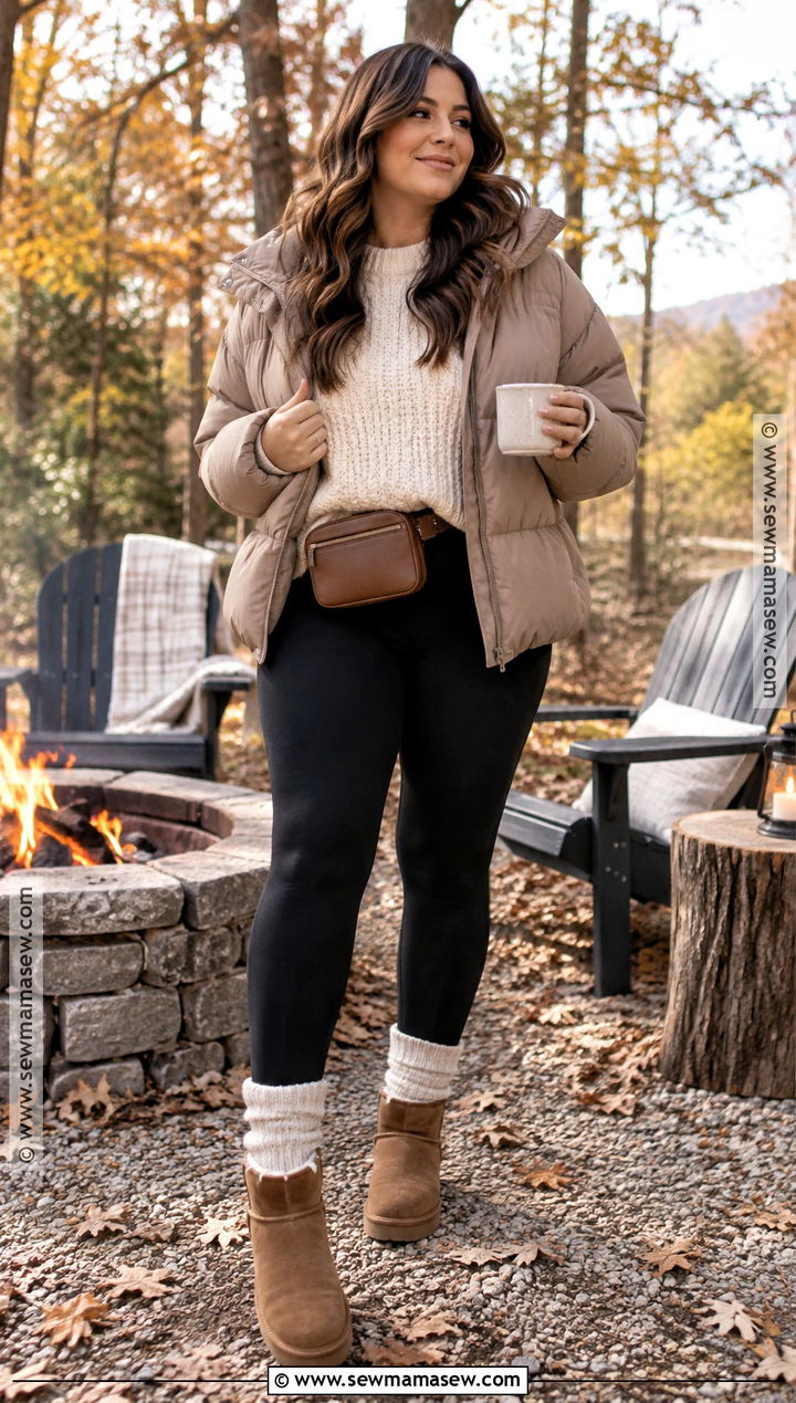 Chunky Sweater Bonfire Outfit With Leggings - 20 bonfire outfit fall night ideas