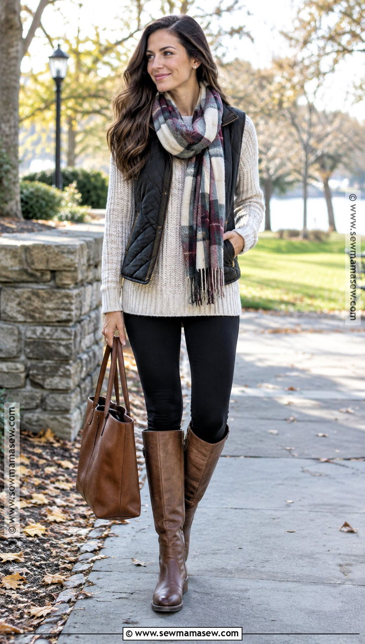 Chunky Sweater With Leggings And Riding Boots - 25 fall fashion inspo ideas