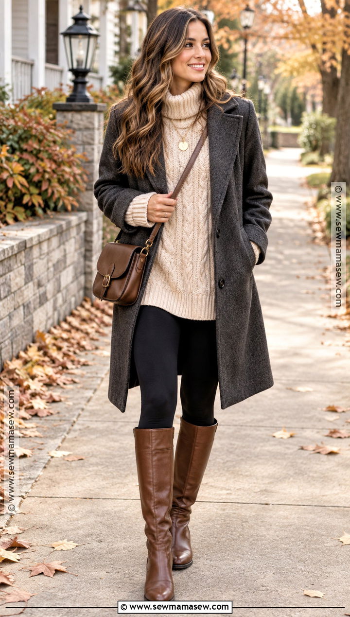 Chunky Sweater and Leggings Fall Outfit - 30 fall inspo outfits