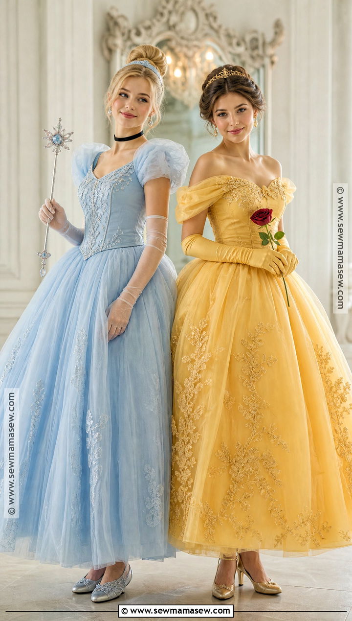 Cinderella And Belle Ball Gown Costume - 40 blonde and brunette halloween costumes