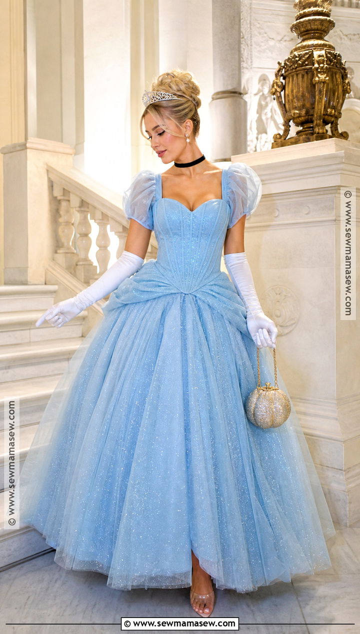 Cinderella Princess Costume With Blue Ball Gown - 30 Princess Costume Ideas for Women