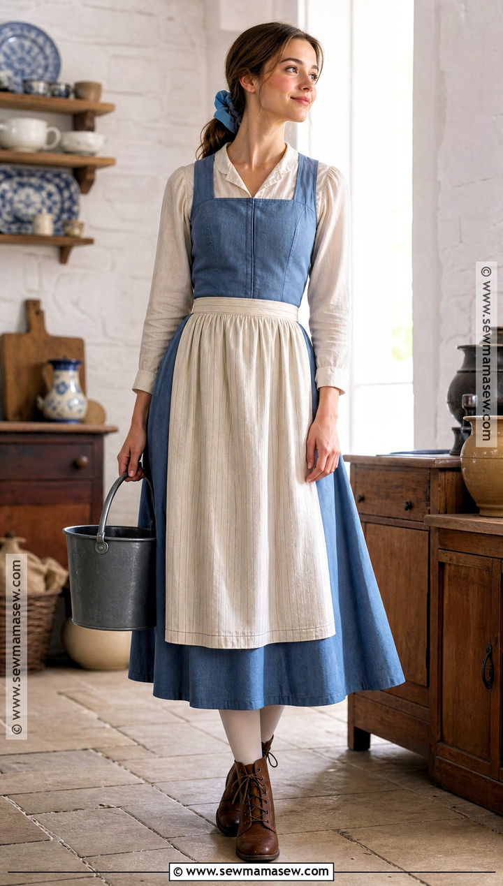 Cinderella Work Dress Costume With Apron - 40 Modest Halloween Costumes