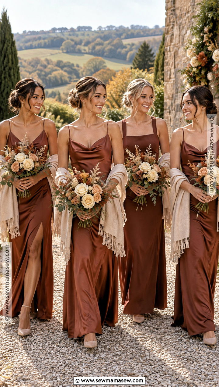 Cinnamon And Cream Bridesmaid Dresses - 15 Autumn Wedding Colors Palette Bridesmaid Dresses