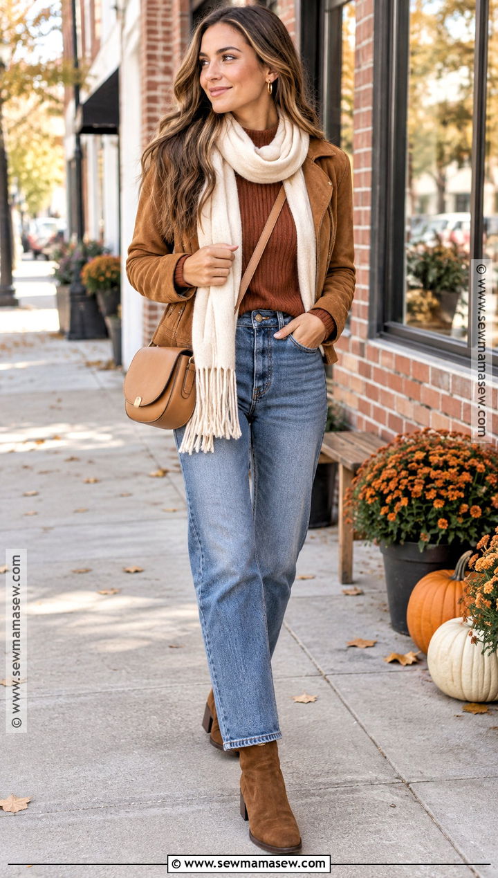 Cinnamon And Denim Autumn Outfit - 25 autumn color palette outfits