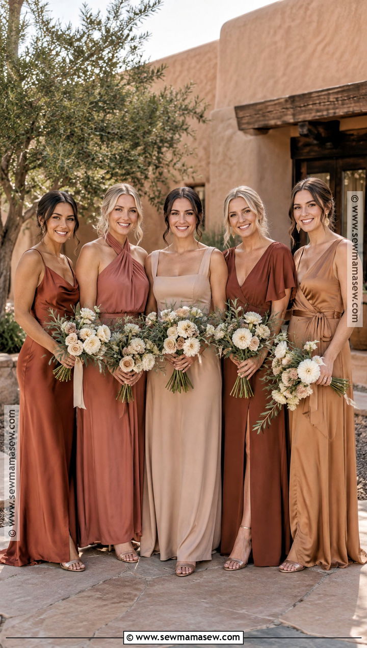 Cinnamon Clay And Sand Bridesmaid Dresses - 15 Mix And Match Bridesmaid Dresses Fall Color Palettes