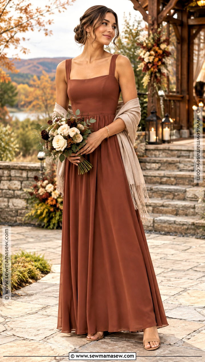 Cinnamon Crepe Autumn Bridesmaid Dress - 25 autumn bridesmaid dresses