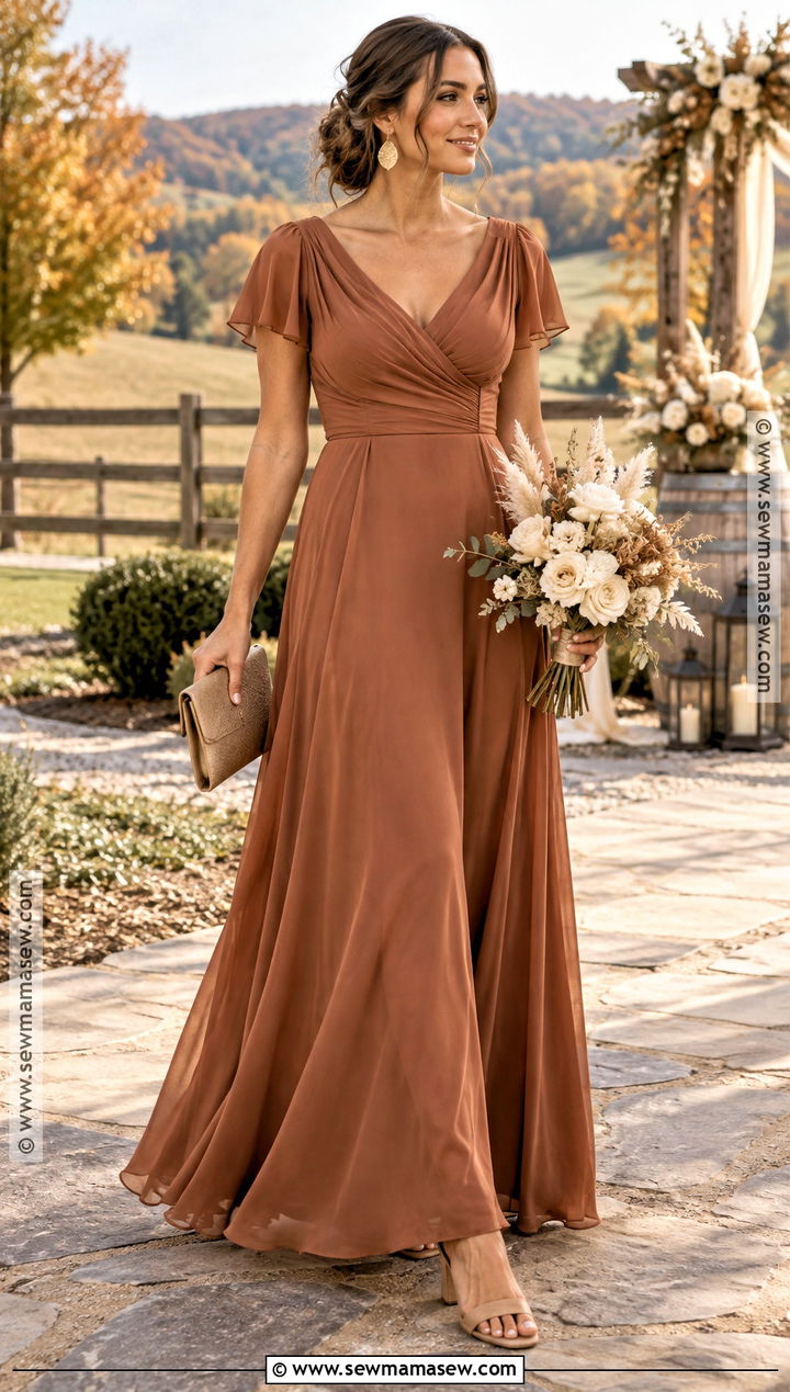 Cinnamon Crepe Bridesmaid Dress - 15 Muted Fall Bridesmaid Dresses