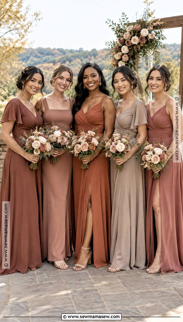 Cinnamon Rose Terracotta And Taupe Bridesmaid Dresses - 15 fall mix match bridesmaid dresses