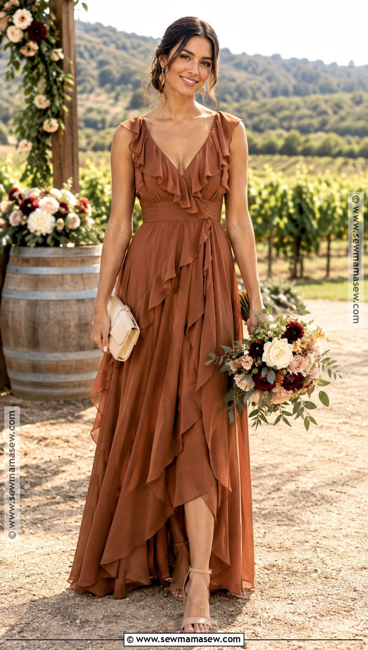 Cinnamon Ruffle Bridesmaid Dress - 20 september bridesmaid dresses