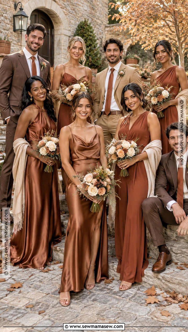 Cinnamon and Cream Bridal Party Attire - 15 Fall Bridal Party Attire Color Schemes Ideas