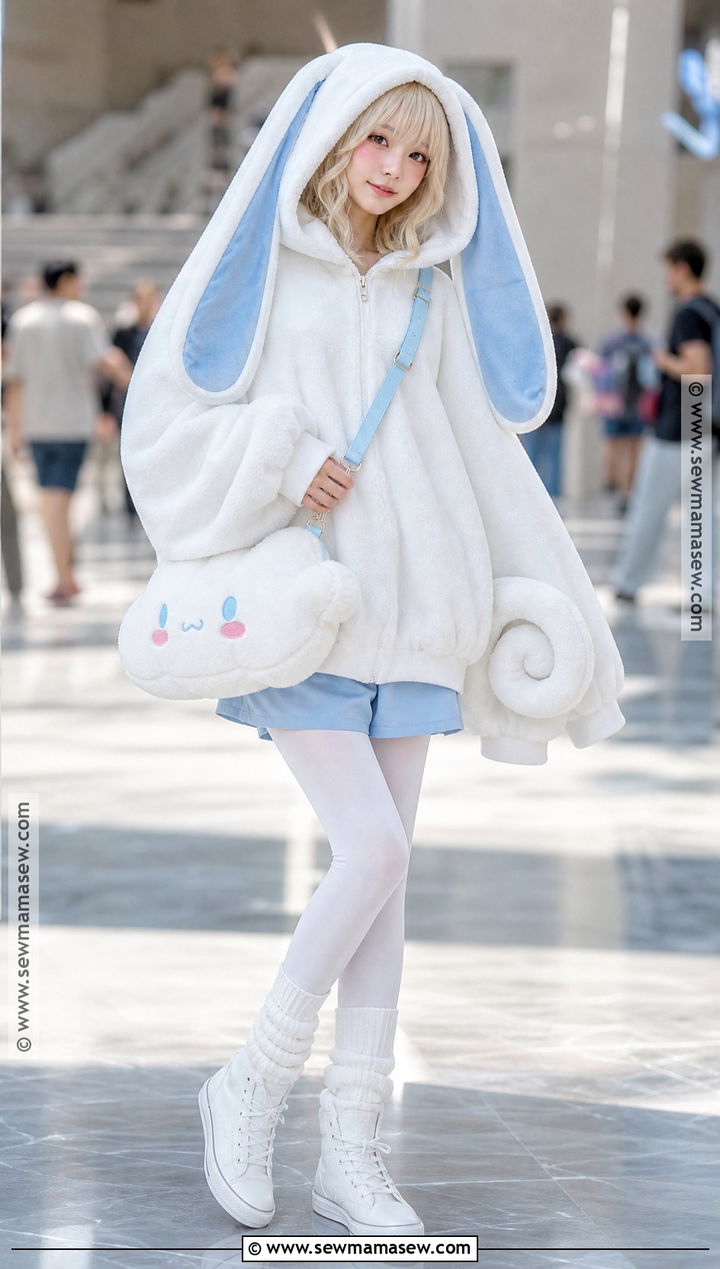 Cinnamoroll Hoodie Costume With Blue Shorts - 30 cinnamoroll costume ideas