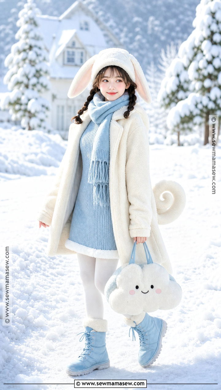 Cinnamoroll Winter Costume With Fuzzy Coat - 30 cinnamoroll costume ideas