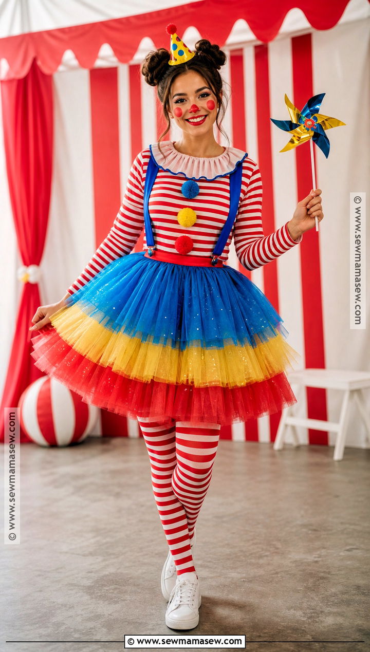 Circus Clown Costume With Colorful Tulle - 35 womens halloween costume ideas