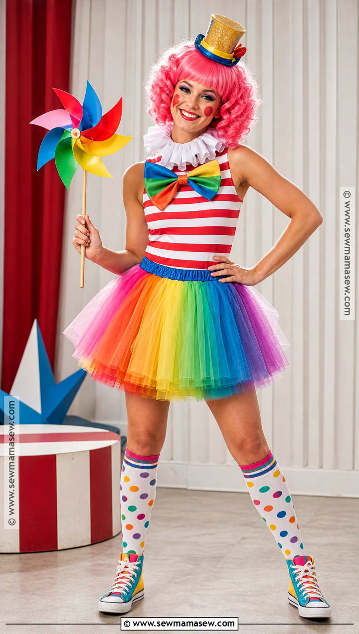 Circus Clown Costume With Rainbow Tulle - 50 halloween costumes for women