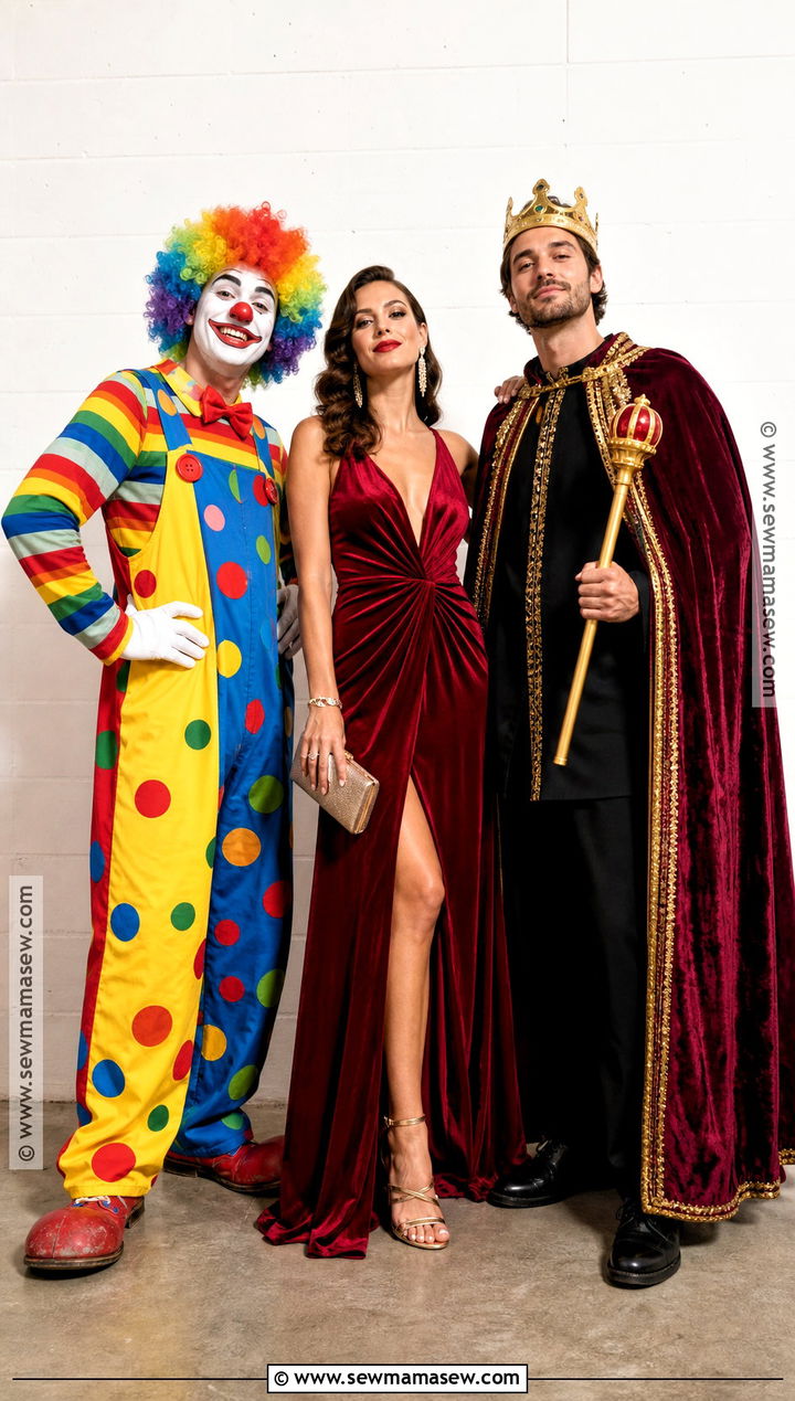 Circus Clown Formal Gown And Royal Crown Costume - 35 rhyme without reason costume 3 people ideas