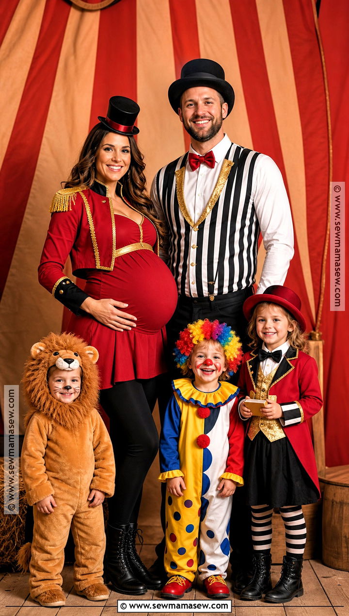 Circus Family Costume - 30 pregnant halloween costumes for family