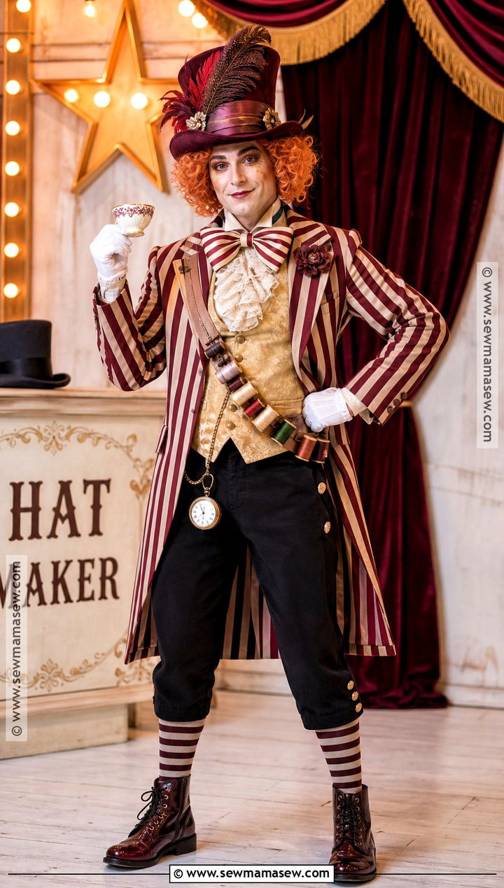 Circus Mad Hatter Costume With Striped Coat - 50 mad hatter costume ideas
