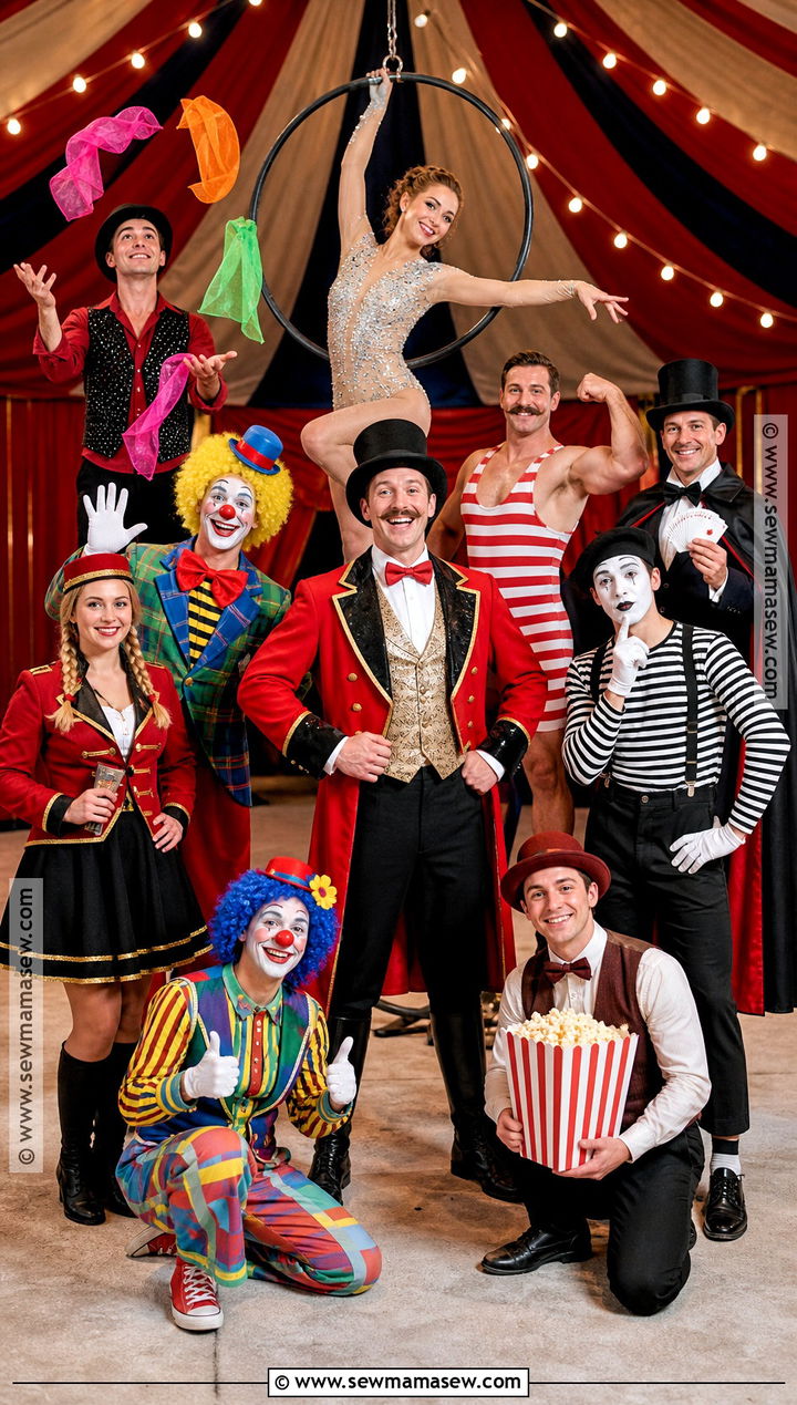 Circus Performers Group Halloween Costume - 30 group halloween costumes for 10 people