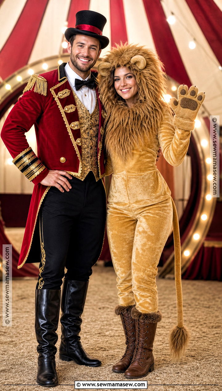 Circus Ringleader And Lion Costume - 35 clever couples halloween costumes
