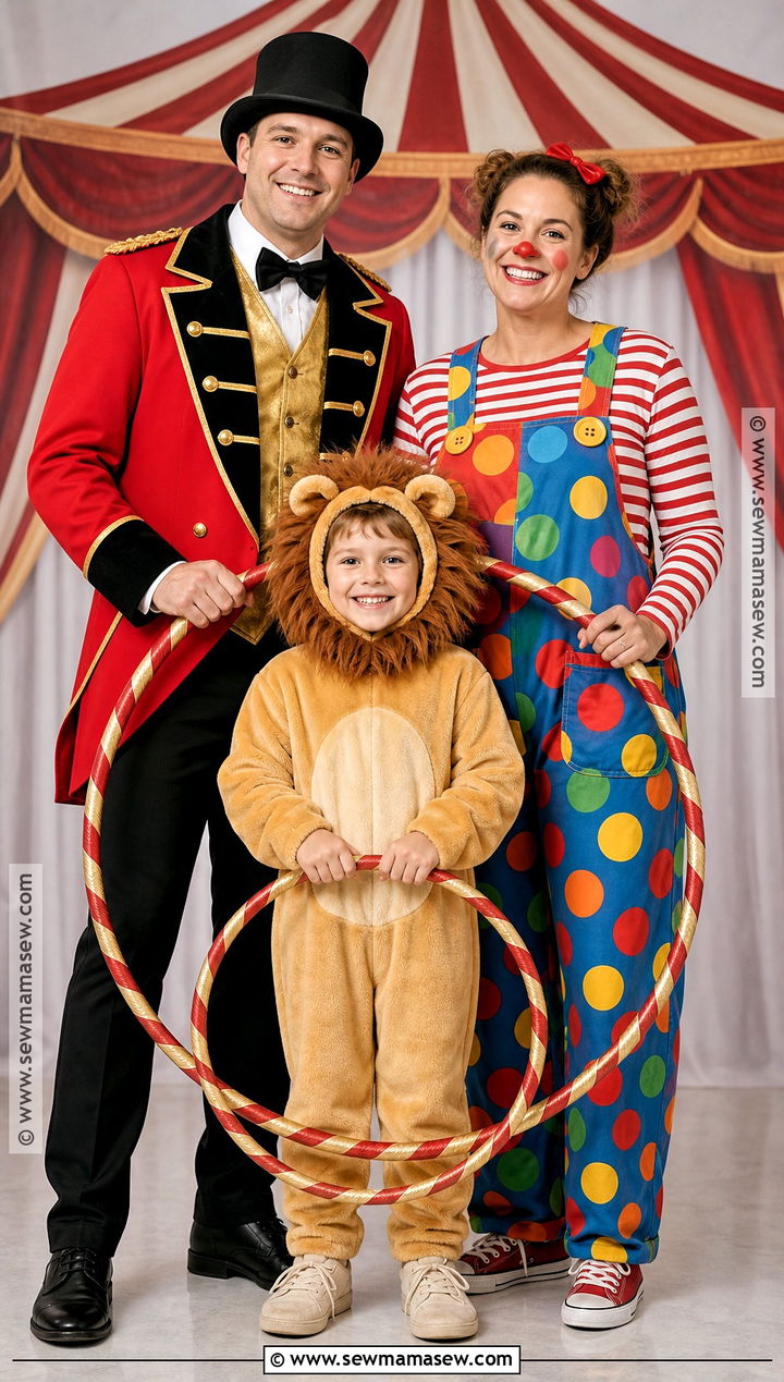 Circus Ringmaster Clown And Lion Costume - 30 cute family halloween costumes for 3