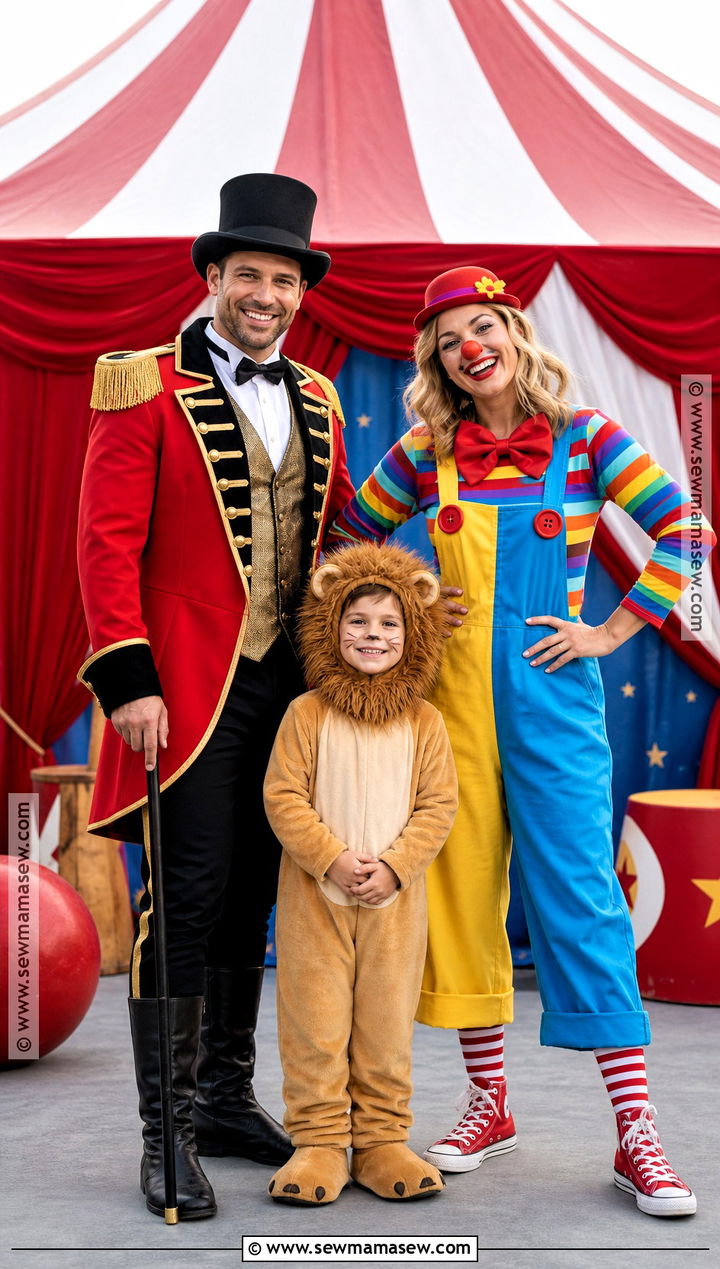 Circus Ringmaster Clown And Lion Costume - 35 halloween family costumes for 3