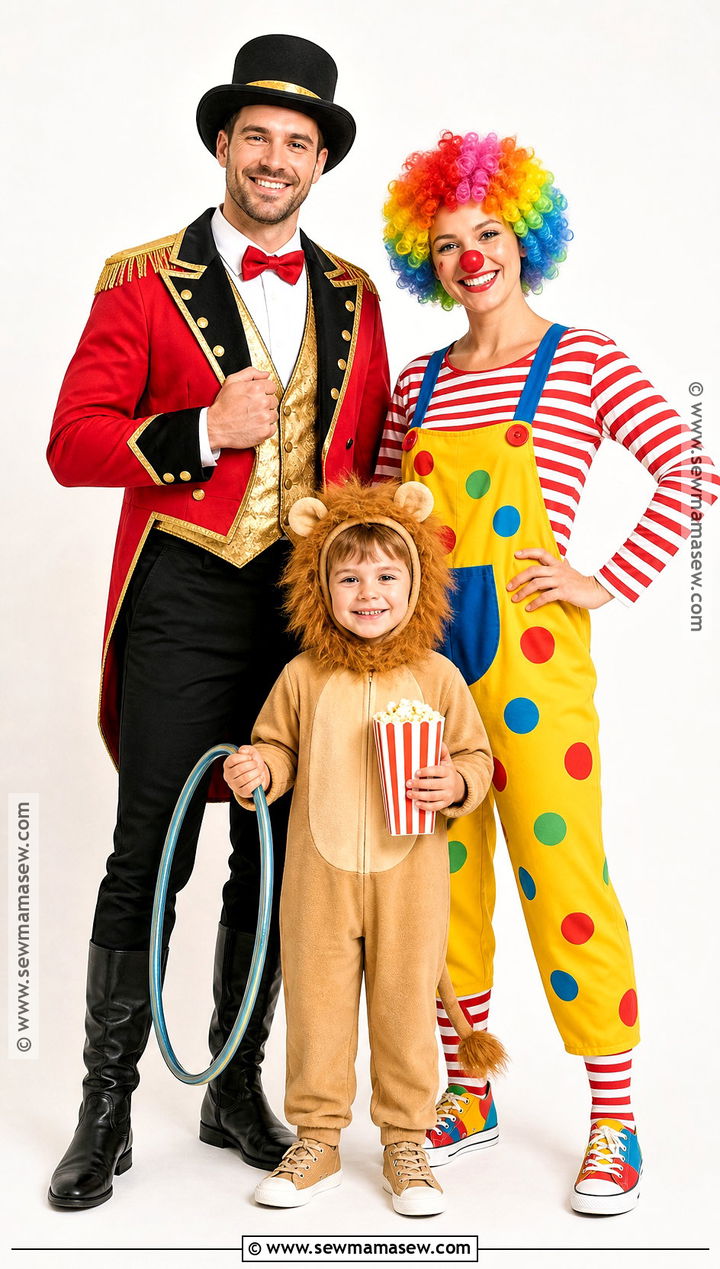 Circus Ringmaster Clown And Lion Costume - 30 3 Family Halloween Costumes