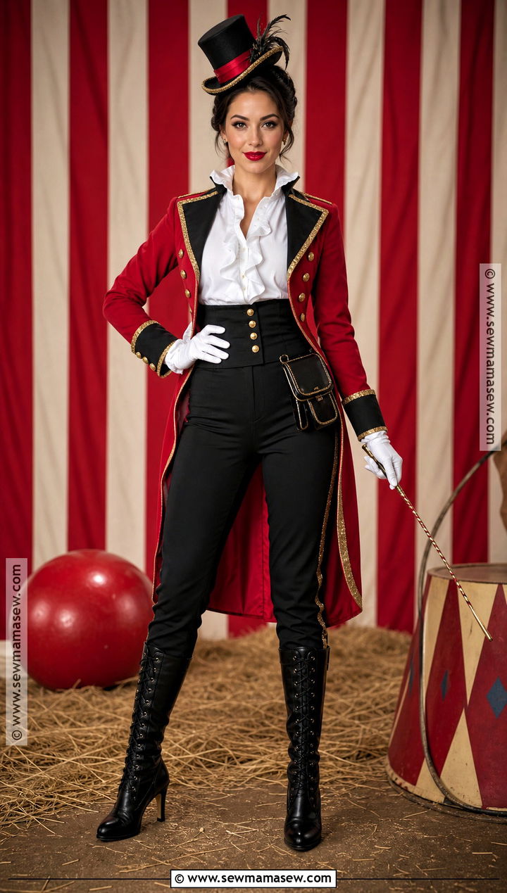 Circus Ringmaster Costume With Red Tailcoat - 30 costume party aesthetic ideas