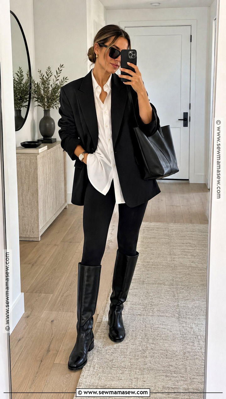 City Girl Fall Black Blazer And Leggings Outfit - 20 City Girl Outfits Fall
