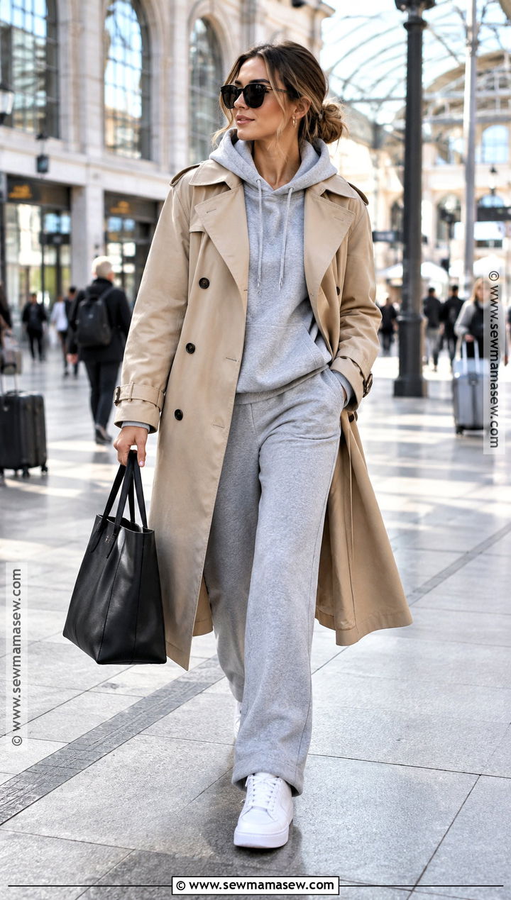 City Girl Fall Trench Coat And Hoodie Outfit - 20 City Girl Outfits Fall