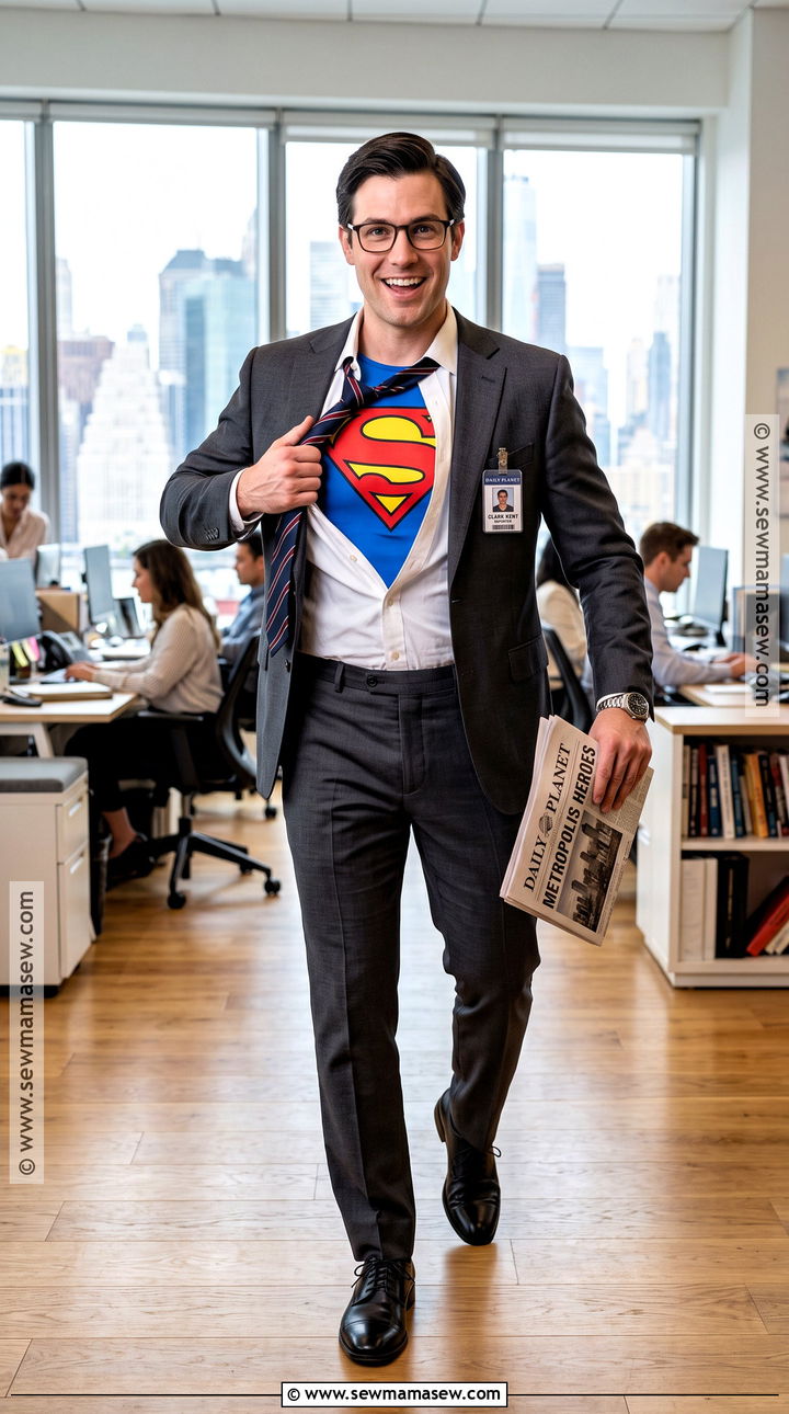 Clark Kent Costume With Superhero Shirt - 40 halloween costumes for men