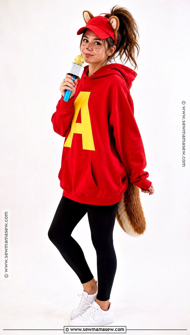 Classic Alvin Costume With Red Hoodie - 35 Alvin And The Chipmunks Costume Ideas for Women