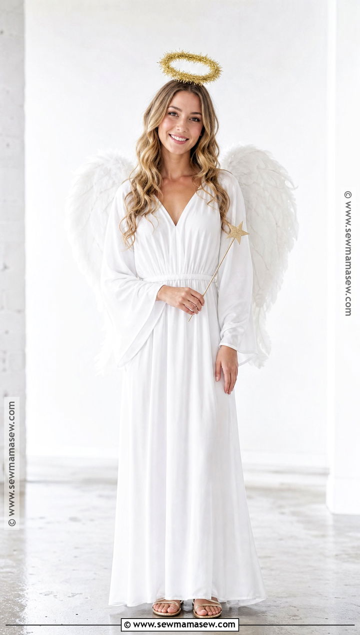 Classic Angel Costume With White Dress - 30 White Dress Costume Ideas