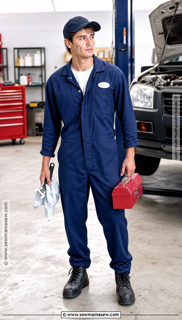 Classic Auto Mechanic Costume With Blue Coveralls - 30 mechanic costume ideas