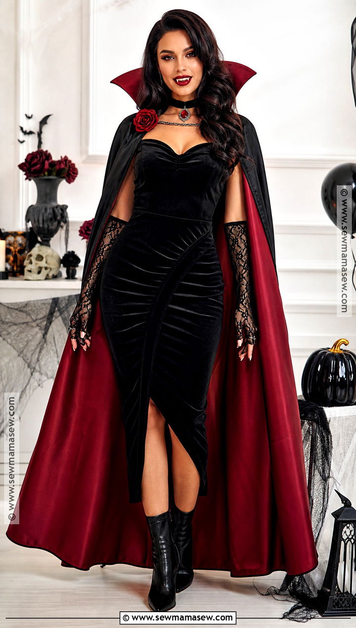 Classic Black And Red Vampire Costume - 40 Vampire Halloween Costume Ideas for Women