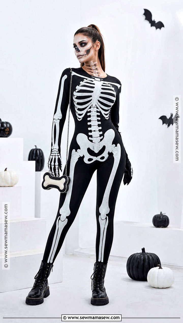 Classic Black And White Skeleton Costume - 35 Skeleton Costume Ideas for Women