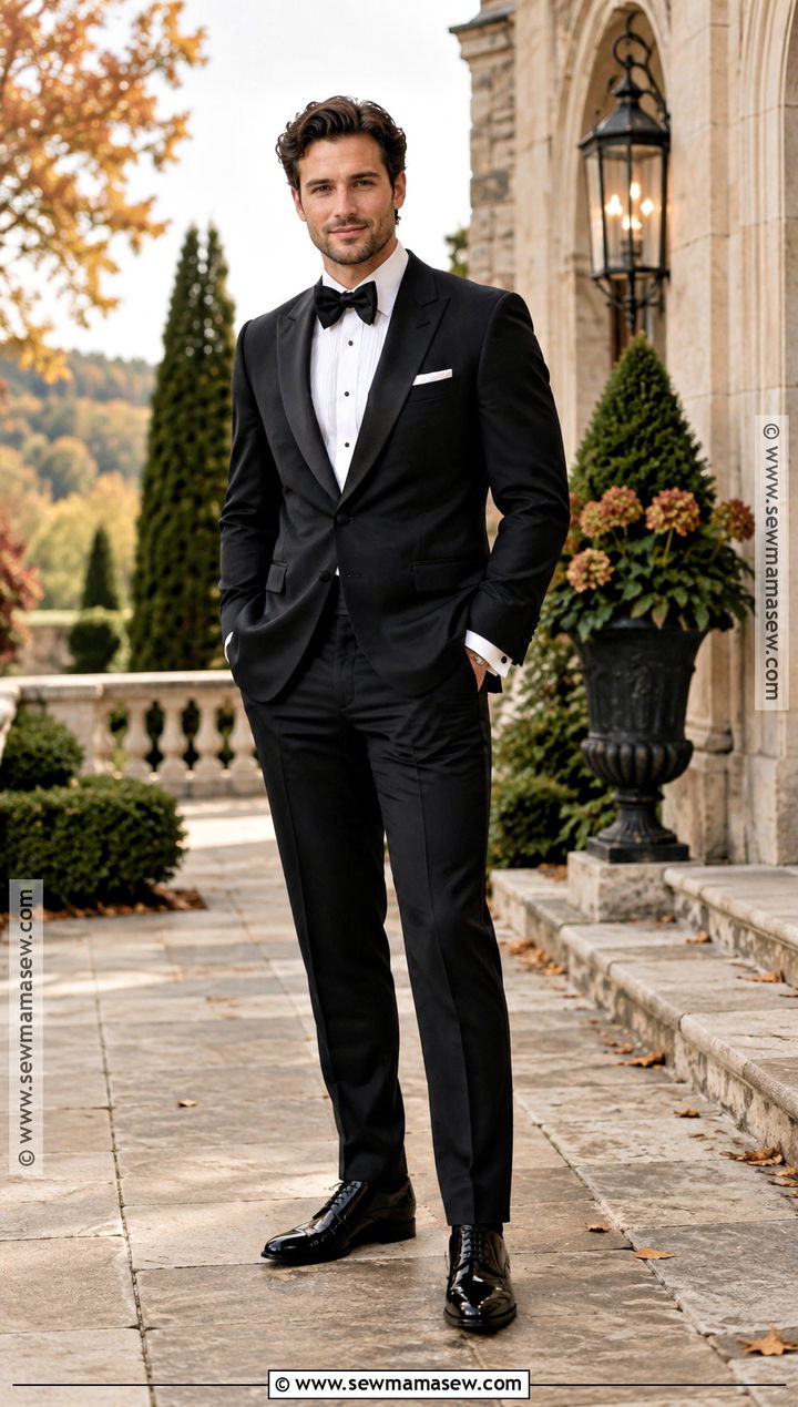 Classic Black Fall Wedding Tuxedo - 20 fall wedding tux groom attire ideas