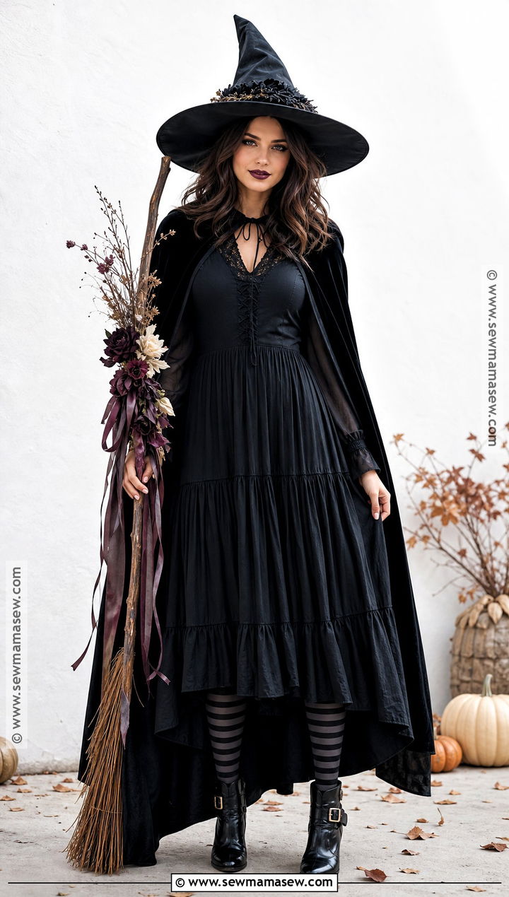 Classic Black Witch Costume - 35 Women In Black Costume Ideas