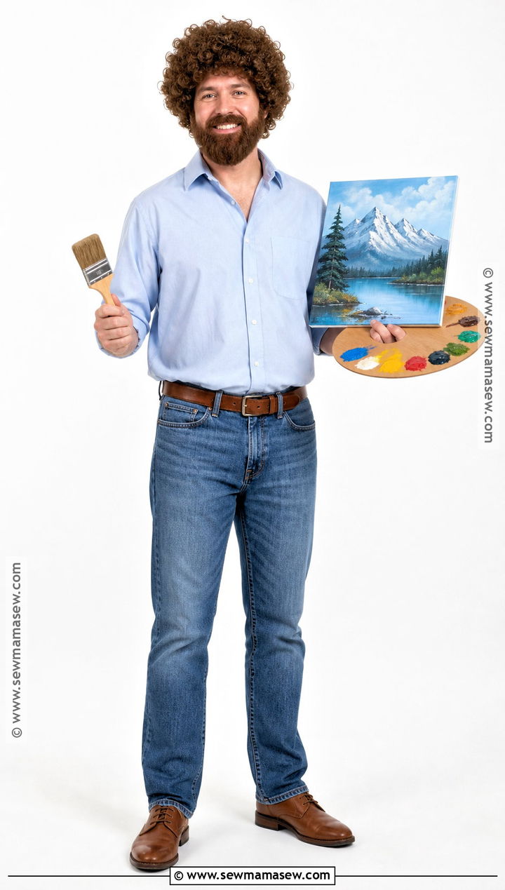 Classic Bob Ross Costume With Blue Shirt - 35 bob ross costume ideas
