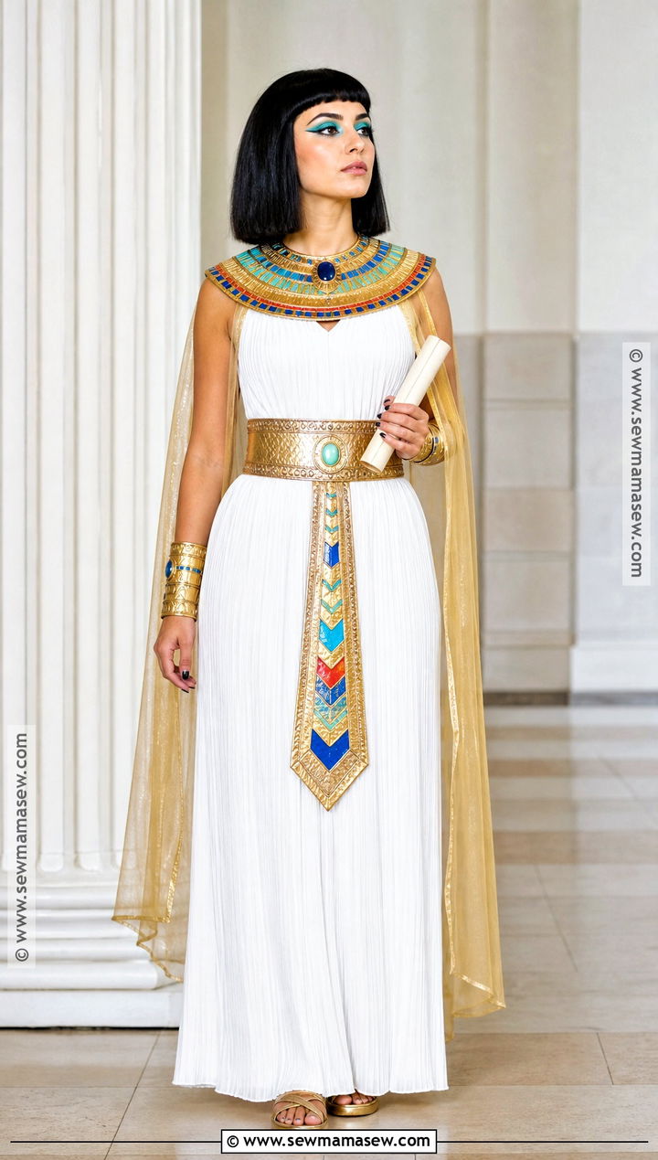 Classic Cleopatra Costume With White Dress - 30 Egypt Costume Ideas for Women