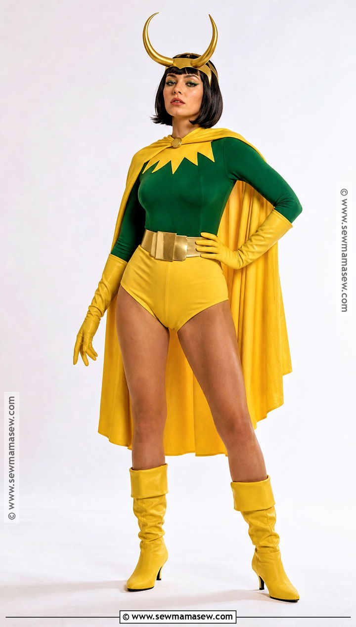 Classic Comic Loki Costume With Yellow Cape - 30 Loki Costume Ideas for Females