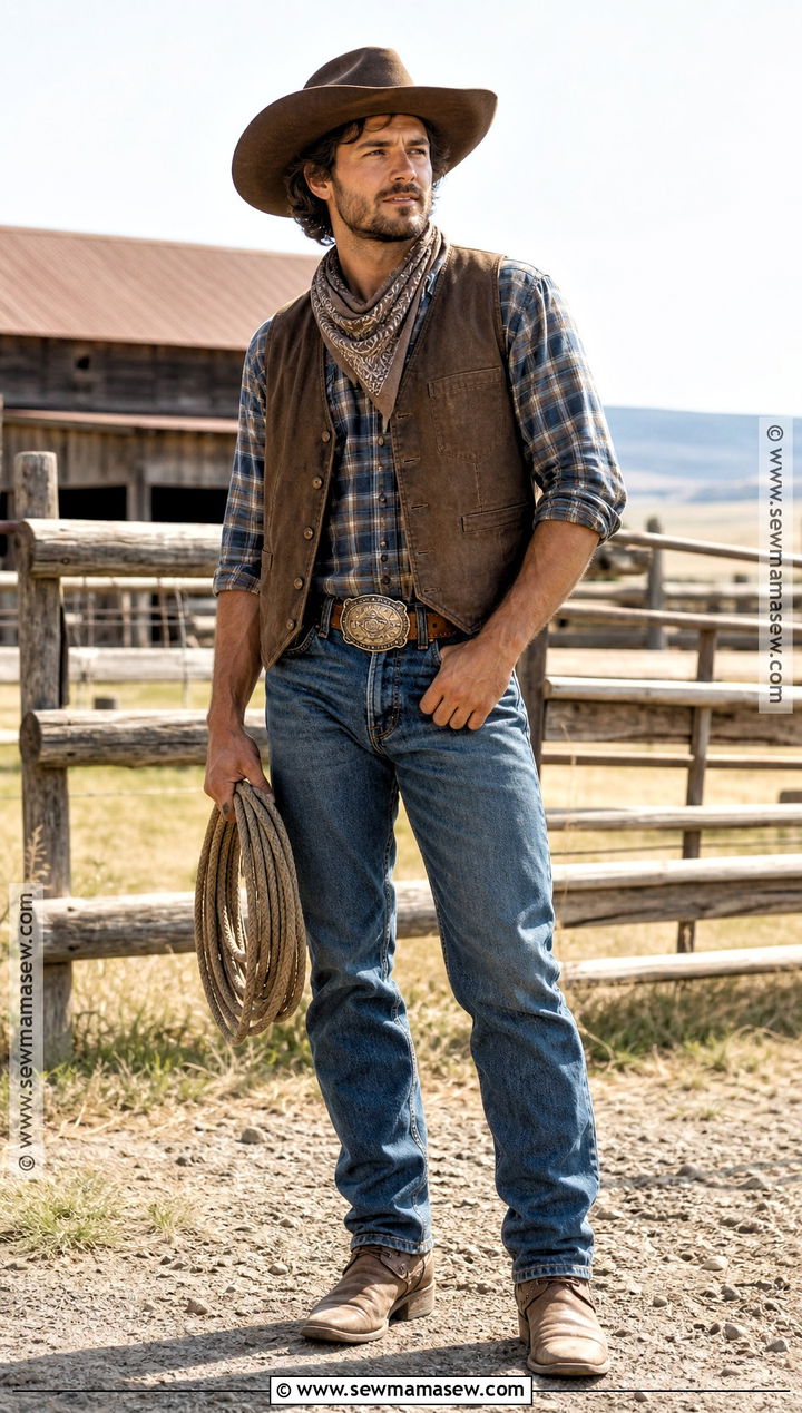 Classic Cowboy Costume With Denim And Hat - 30 costumes for guys