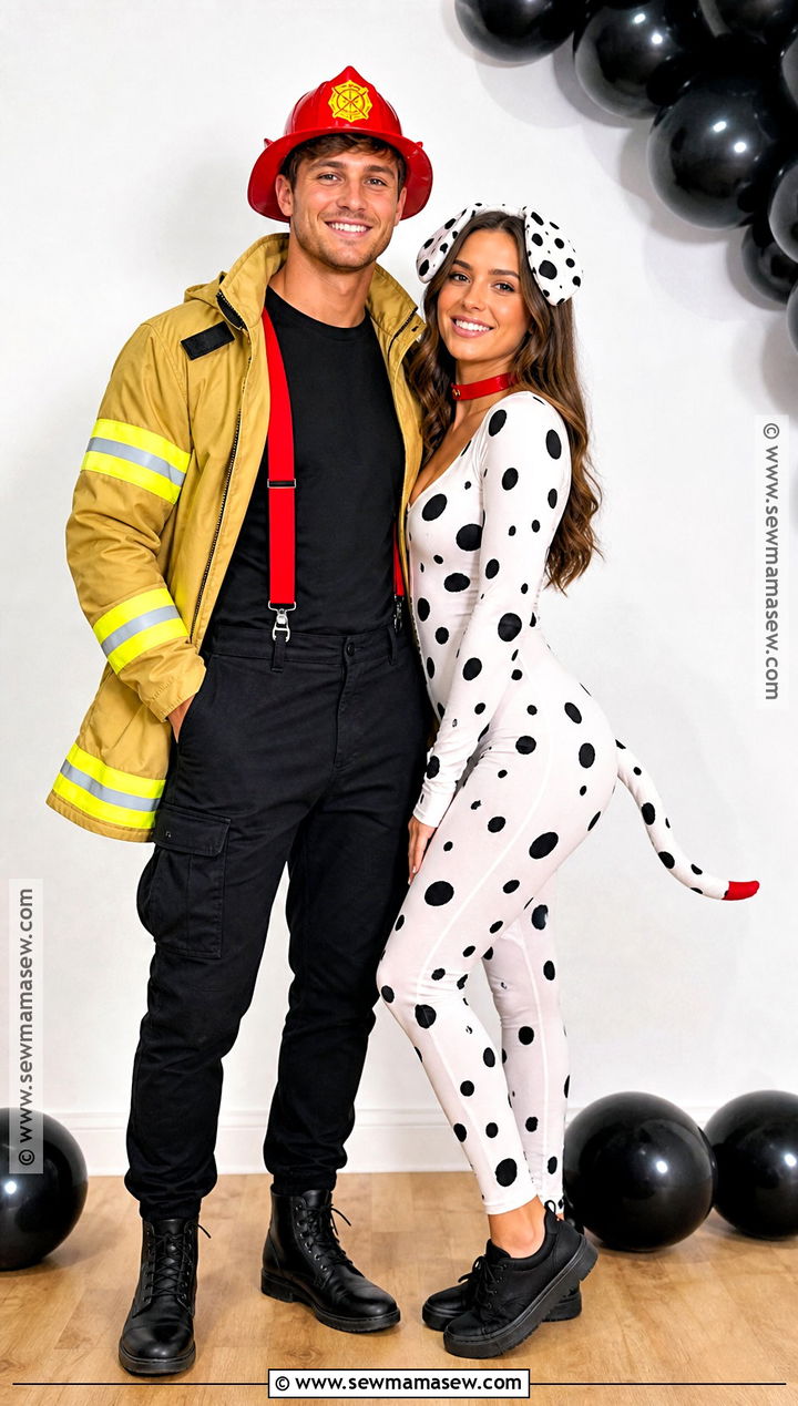 Classic Dalmatian And Firefighter Couple Costume - 35 dalmatian and firefighter costume ideas