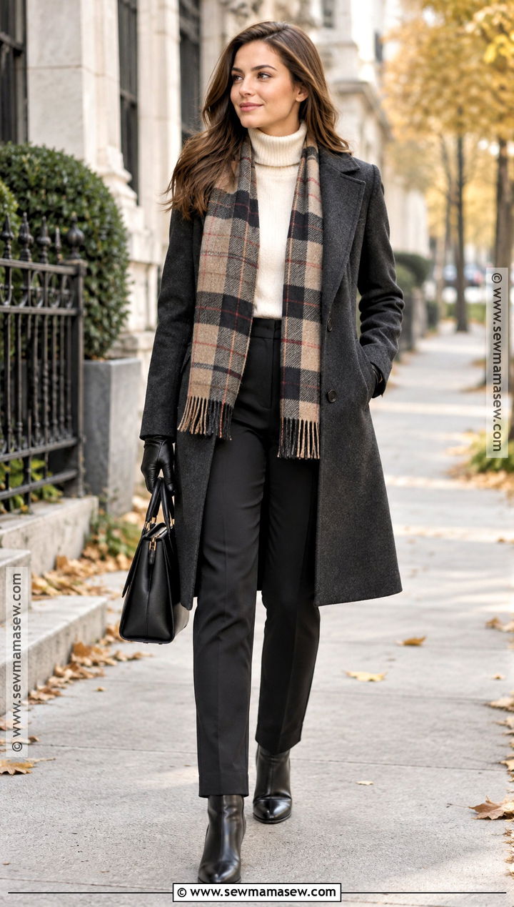 Classic Fall Wool Coat And Scarf Outfit - 20 classic fall style ideas