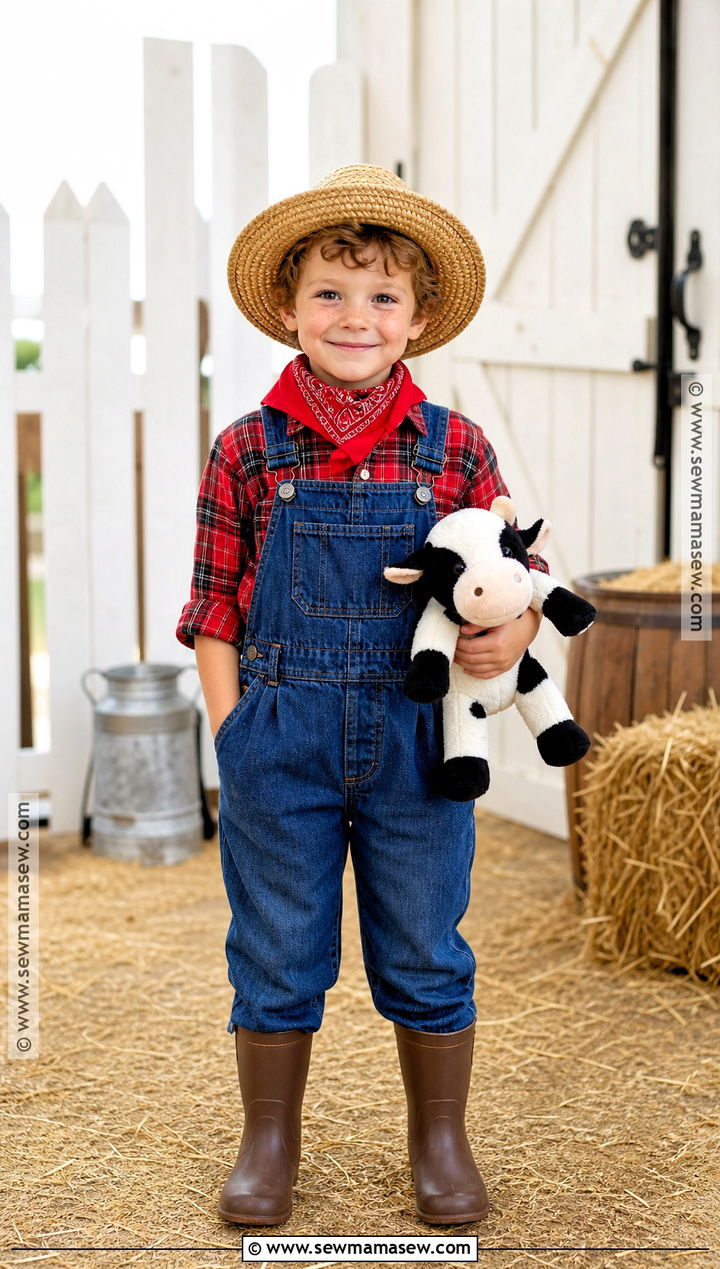 Classic Farmer Costume With Overalls - 30 farmer costume ideas for kids