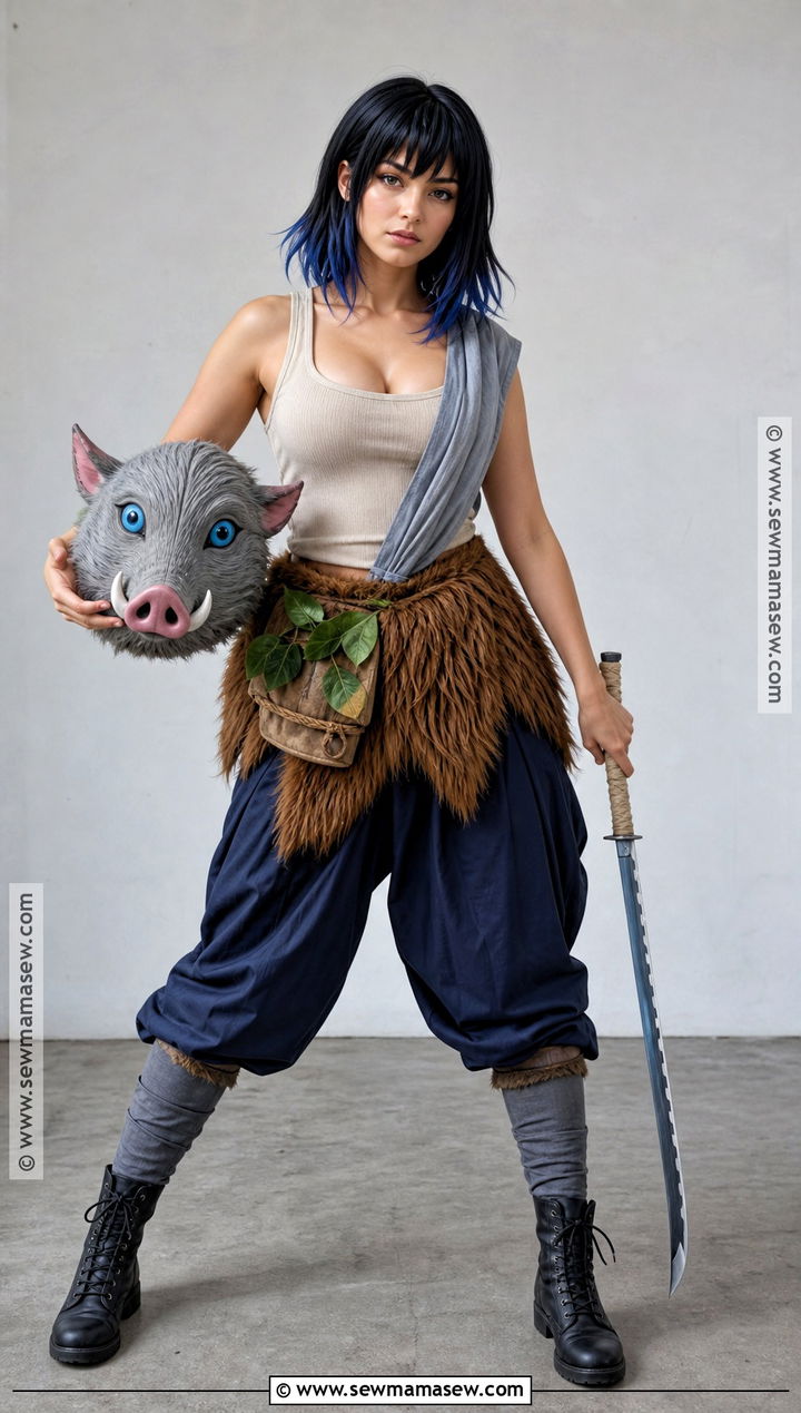 Classic Female Inosuke Cosplay With Boar Mask - 30 Inosuke Cosplay Ideas for Females