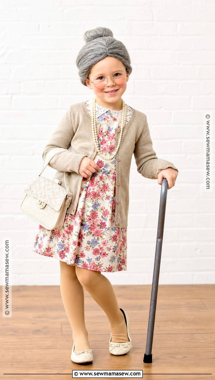 Classic Floral Old Lady Costume - 30 kids old lady costume ideas