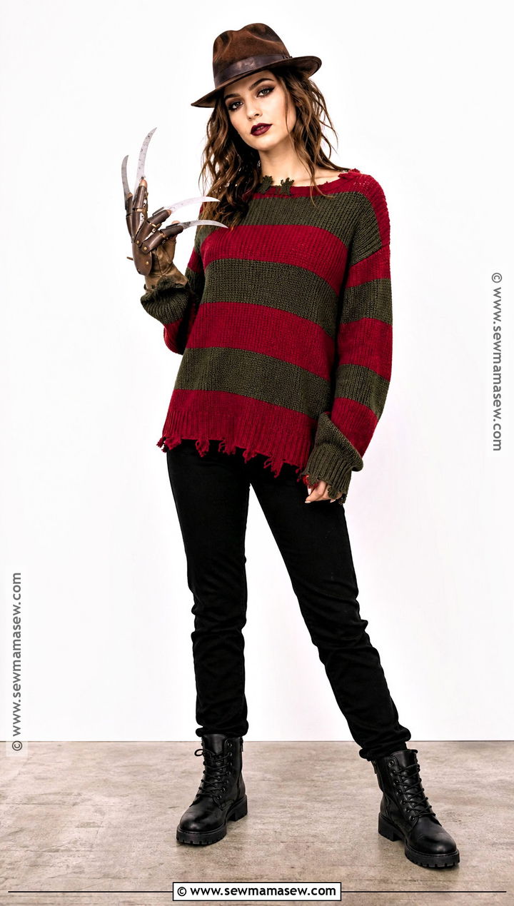 Classic Freddy Krueger Costume With Striped Sweater - 40 freddy krueger costume ideas for women