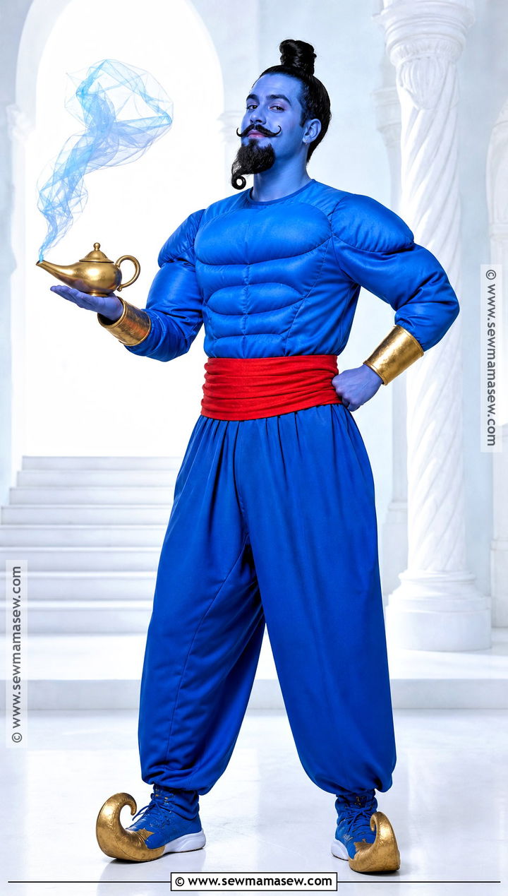 Classic Genie Costume With Blue Jumpsuit - 30 aladin costume ideas